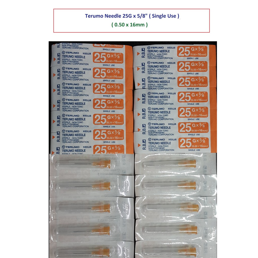 Terumo Needle 25G x 5/8'(0.50x16mm)( Single Use ) 100 Pcs (TN25G16