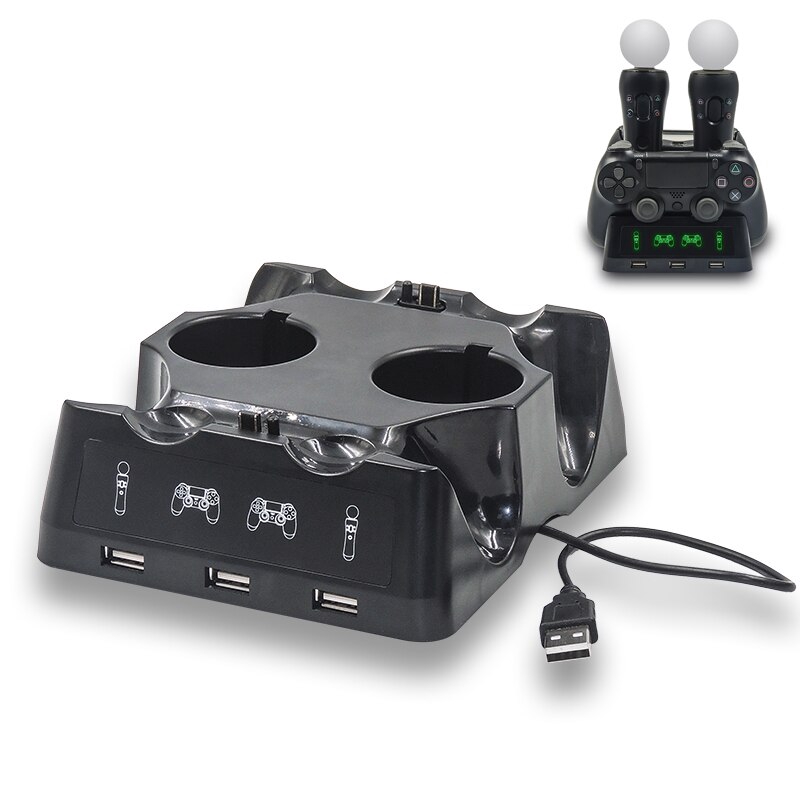 For PSVR PS4 Move Motion Controllers Charger 7 In 1 Charging Station