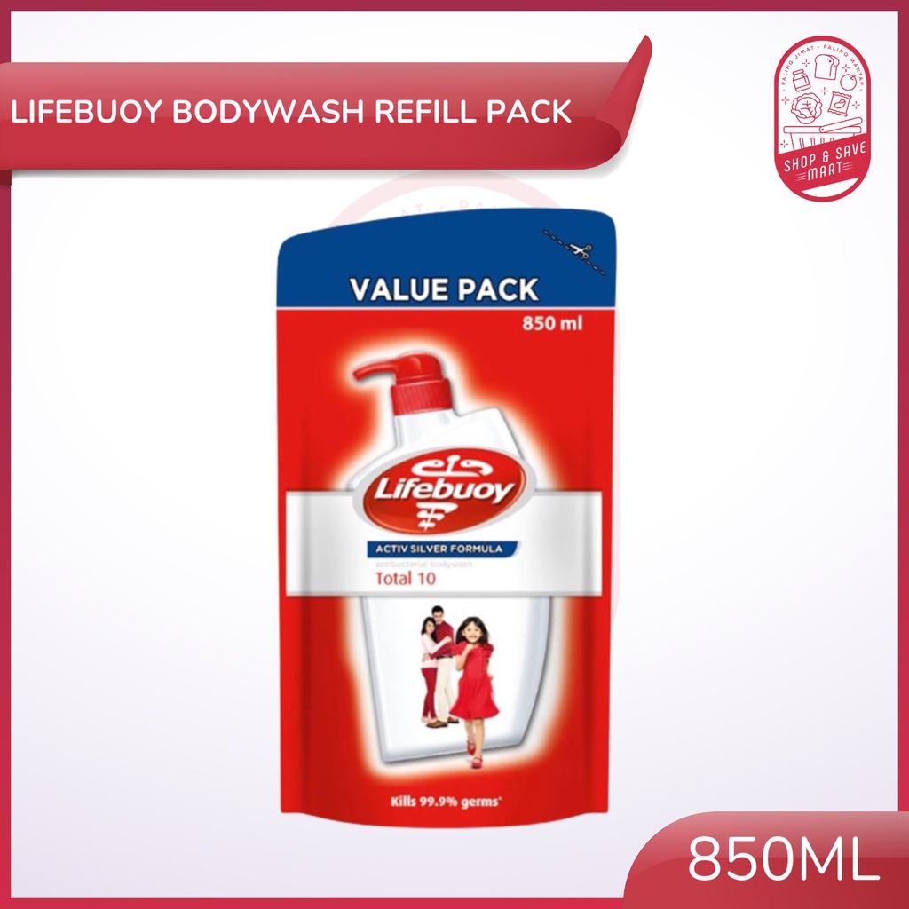 Lifebuoy Body Wash Total 10 Antibacterial Refill Pack 850ml Sabun