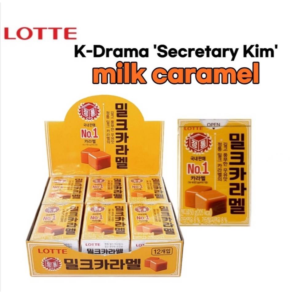 Korean caramel candy, leg Kim, k drama lotte milk caramel candy 1box