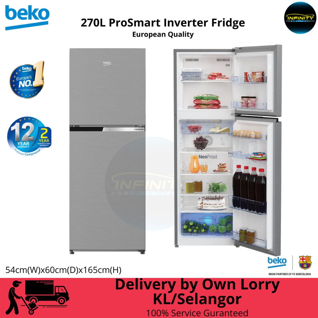 Beko 270L 2 Door Fridge Inverter RDNT271I50VZS Peti Sejuk Shopee Malaysia
