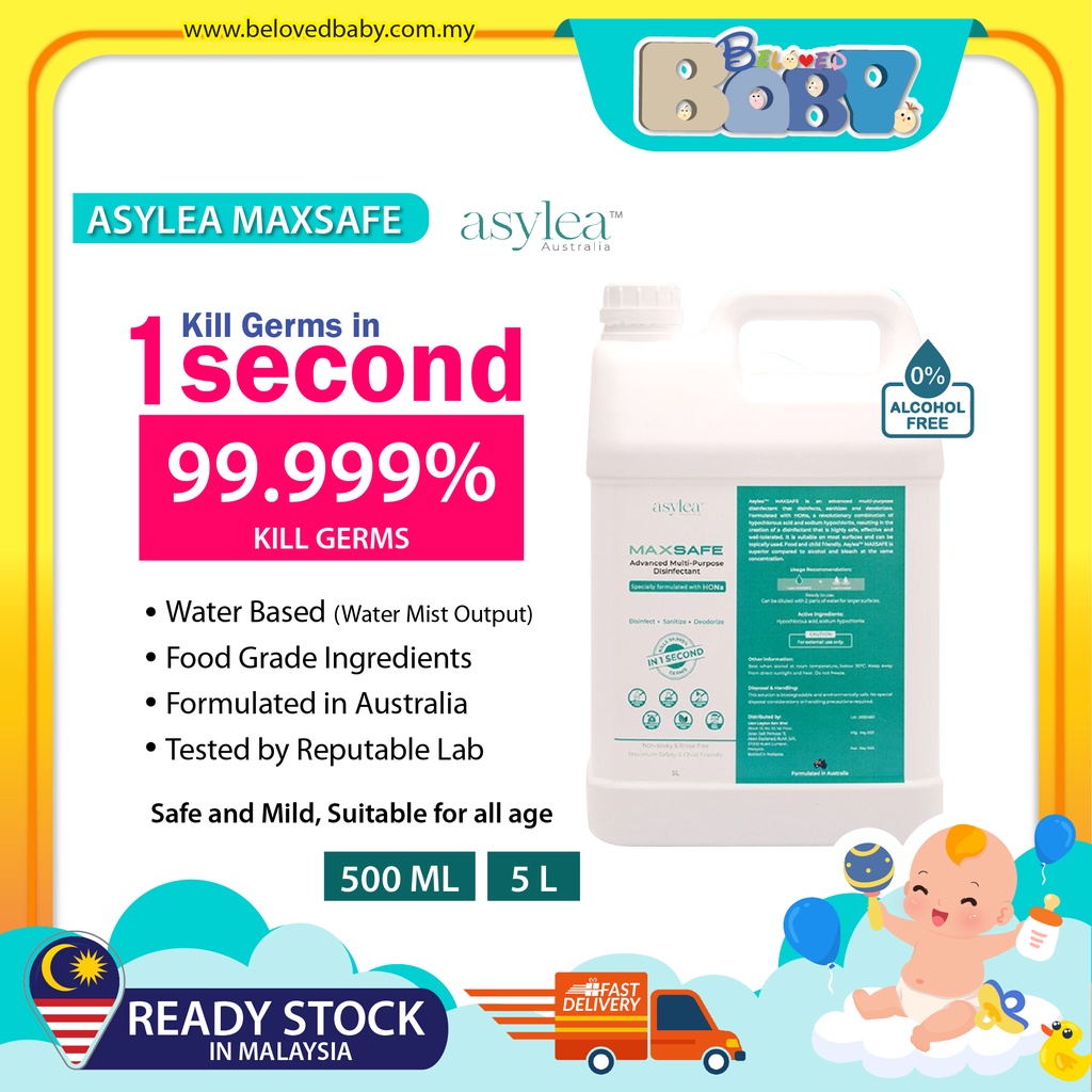 Asylea Maxsafe Food Grade MultiPurpose Disinfectant / Sanitizer (5L