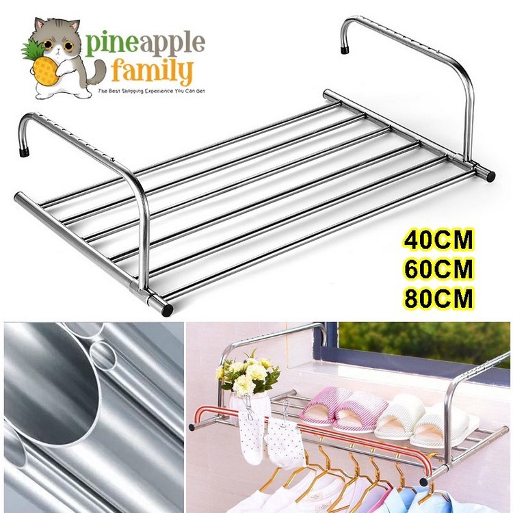 Stainless Steel Foldable Towel Hanger Balcony Laundry Cloth Drying Rack