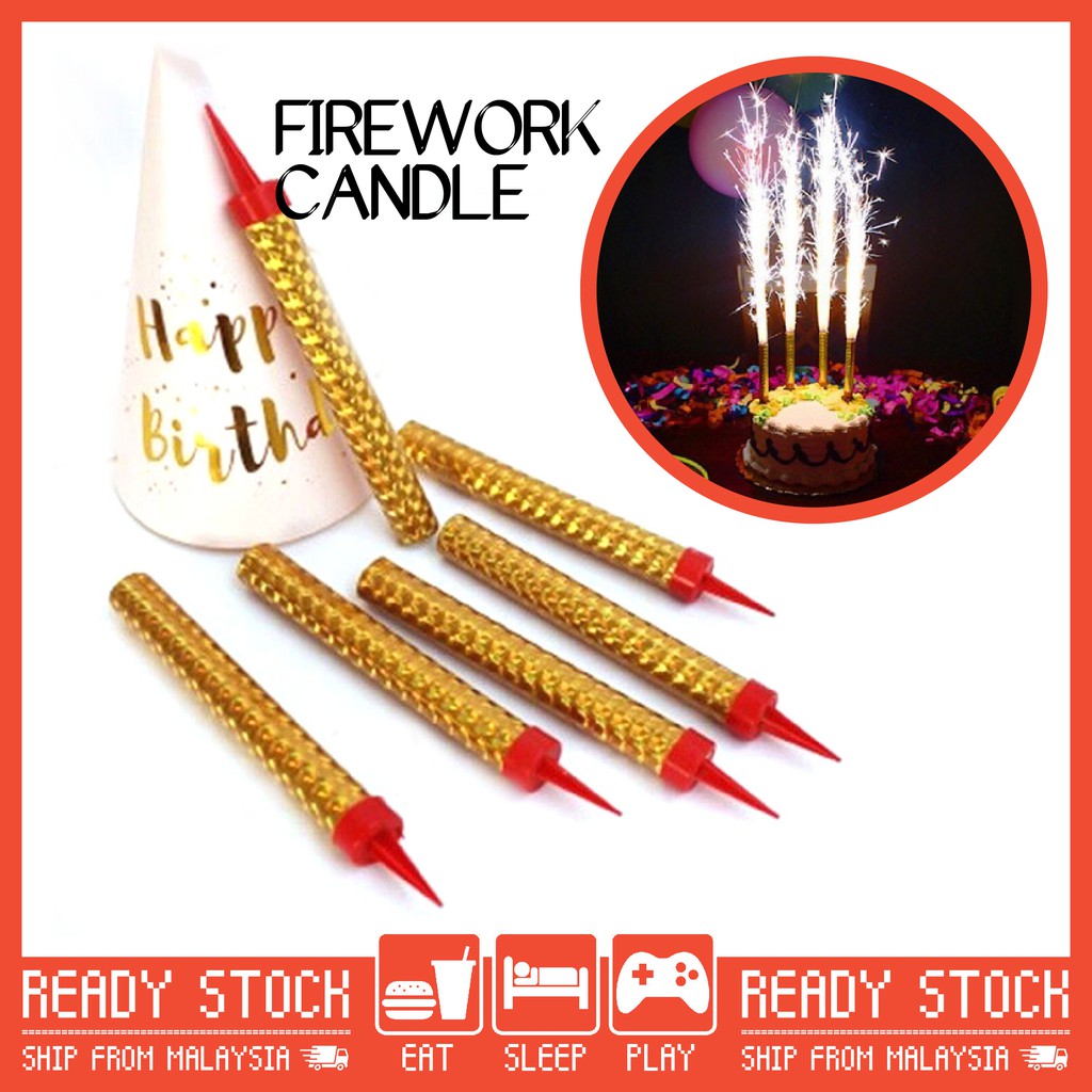 Firework Sparkling Candle 6 pcs 15cm Happy Birthday Party Cake