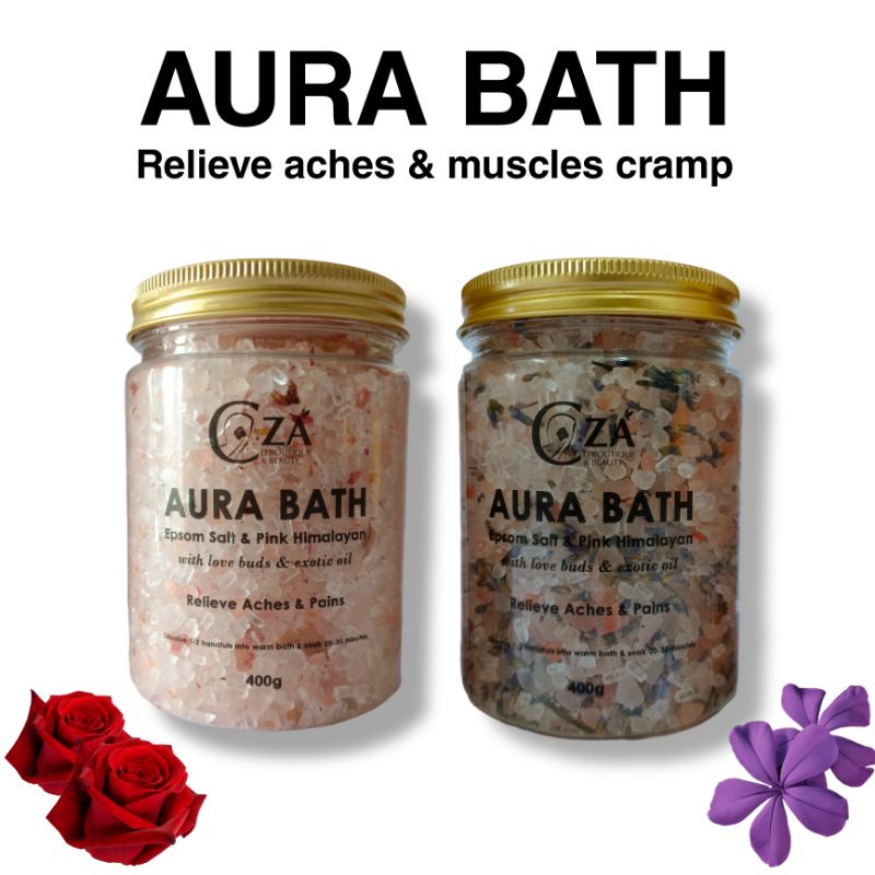 Aura Bath Salt 400g boleh mandi guna baldi, Epsom Salt & Pink Himalayan