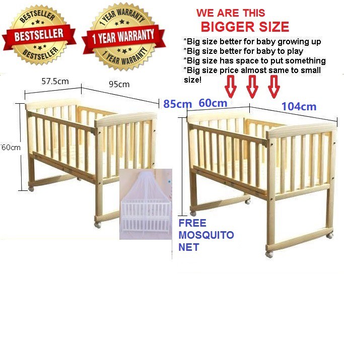 [ REDUCTION MYR 20.00 ] Big size Baby Cot Baby Swing Bed 2 in 1 cradle