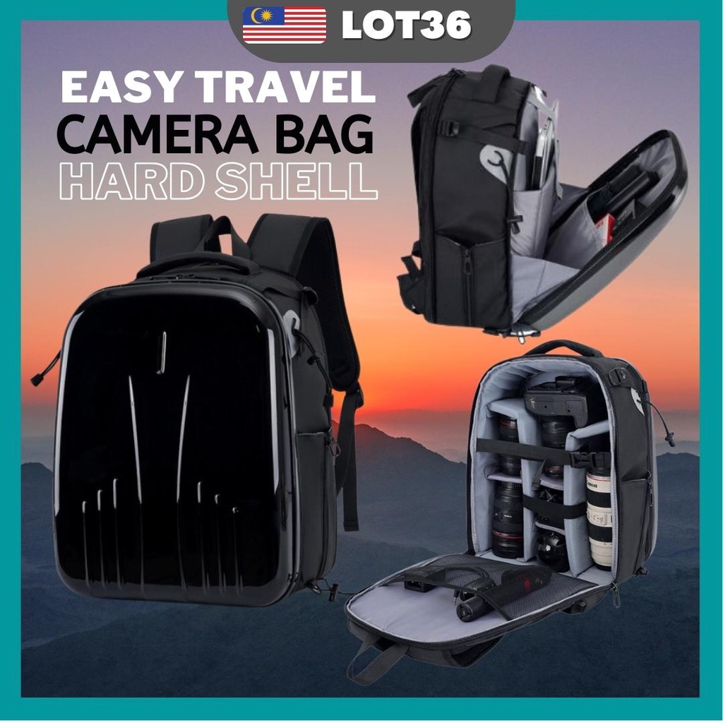 Proocam Camera Laptop Backpack Hard Shell DSLR Camera Bag Tripod Holder