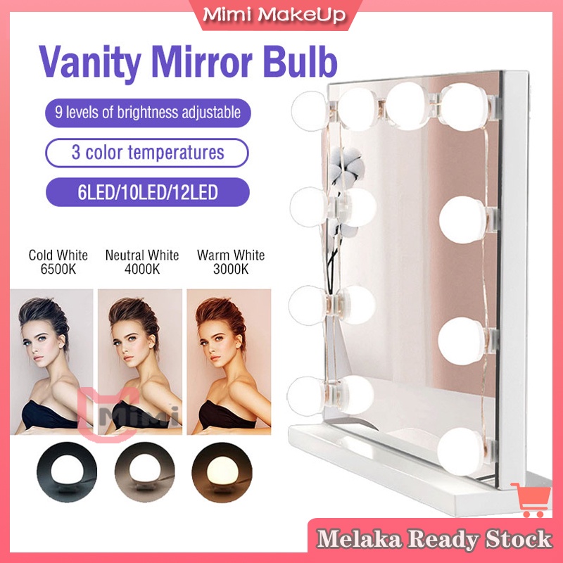 LED Makeup Mirror Light Dimmable 3 Mode Dressing Table Light Bulb