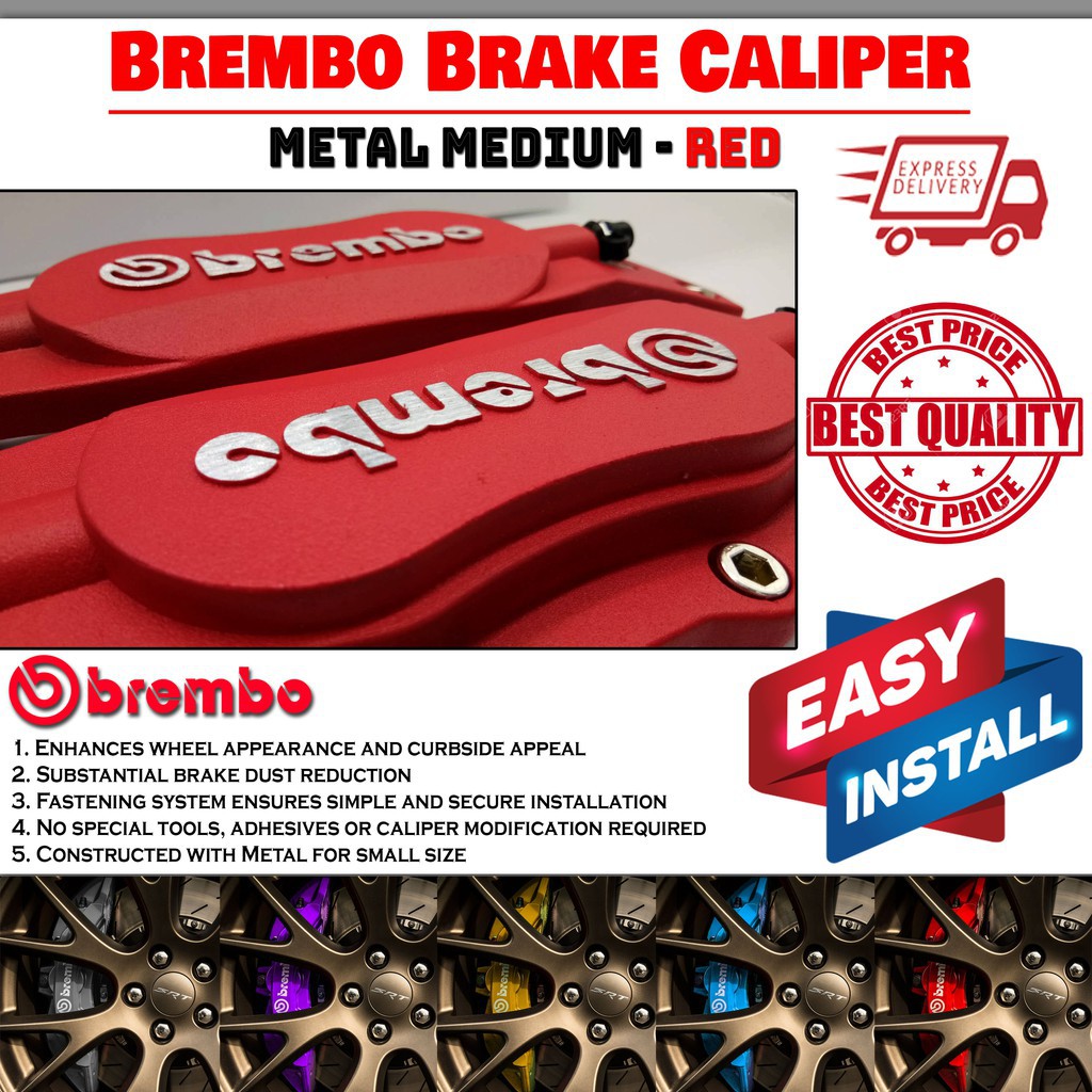 Brembo Metal Brake Caliper Cover Front Disc Cover Medium Size Red