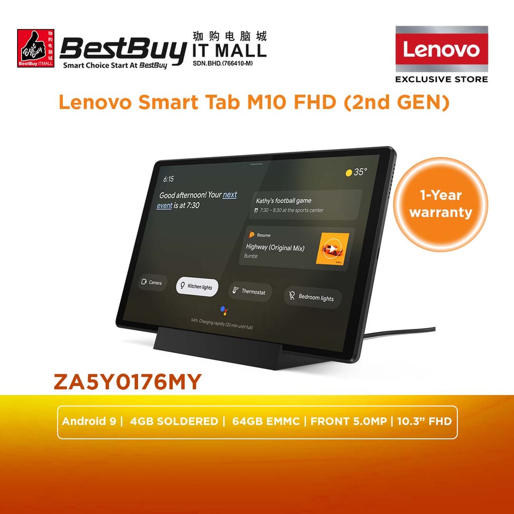 Lenovo Smart Tab M10 FHD 2ND GEN with the Smart Charging Station Iron Grey (10.3") TBX606X