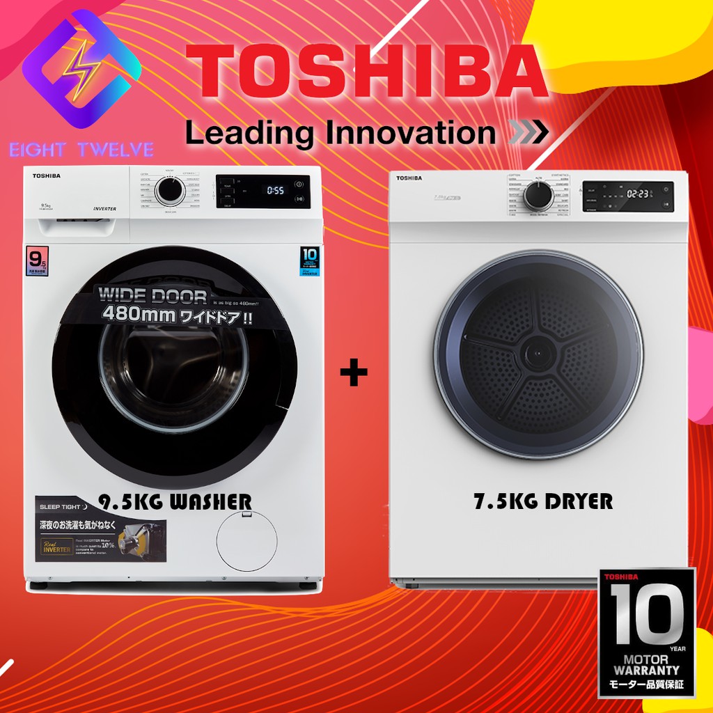 2021 Year Toshiba Washer 9.5kg TWBK105S2M washing machine 7kg dryer combo set Shopee Malaysia
