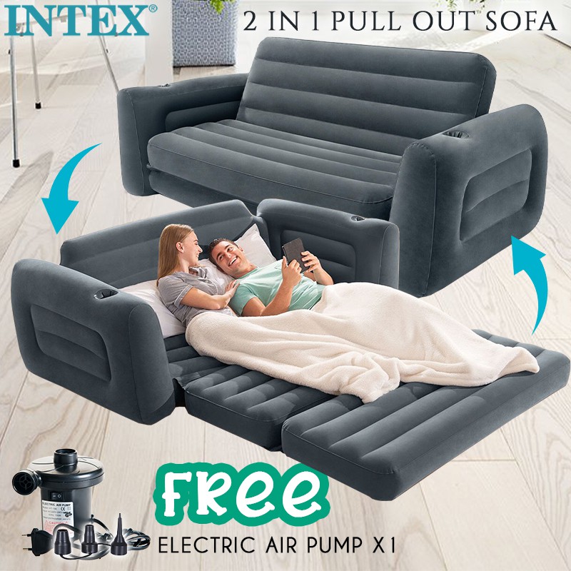 INTEX 66552 PullOut Sofa Inflatable Sofa Bed Double Square Foldable