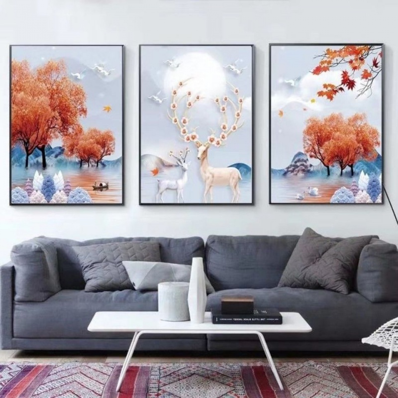 T2cV Ruang Tamu Lukisan Hiasan Nordic Gaya Sofa Latar