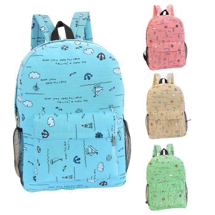 Ready Stocks Unisex Cute Korean Casual Backpack Canvas School Bag Beg