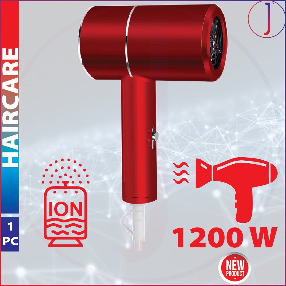 JB Ionized Hair Dryer Blower 1200W 3 Mode Travel Size Red 1 PC (NO