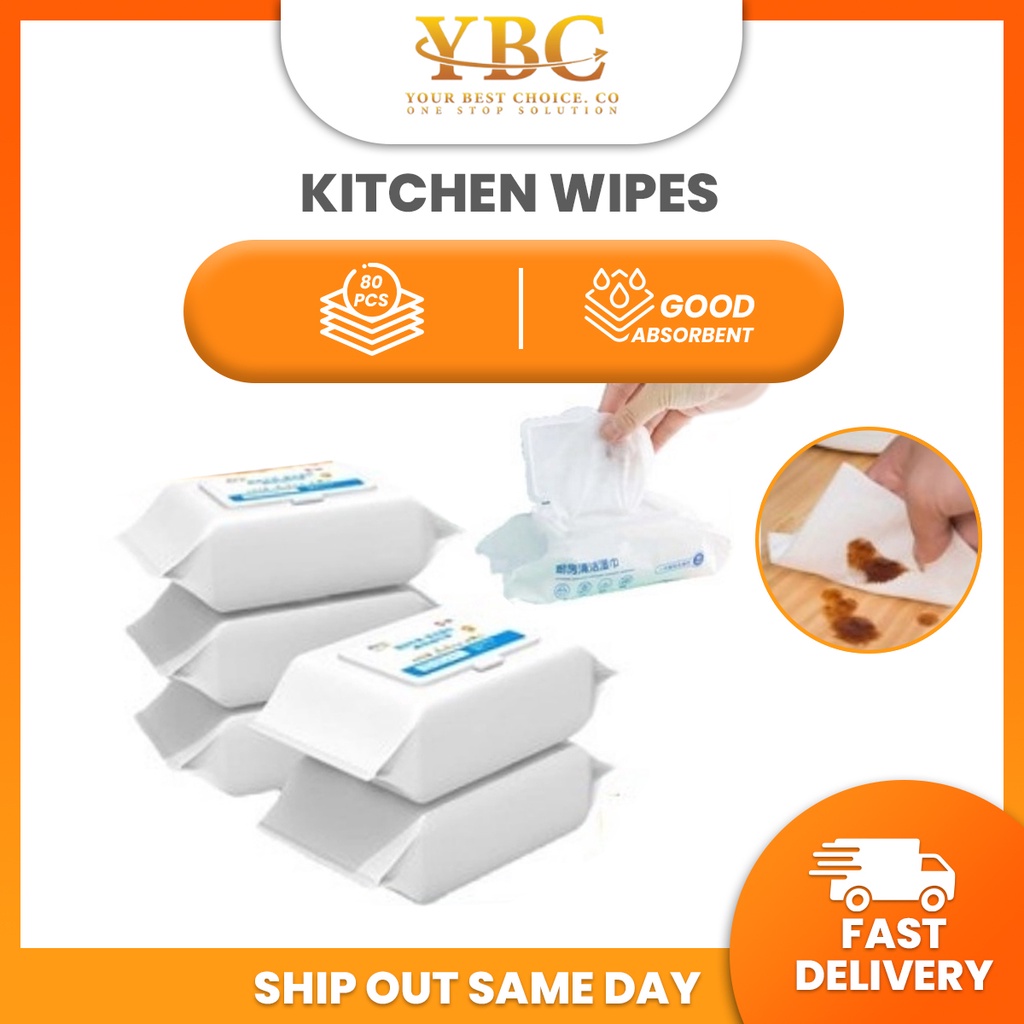 (80pcs) Kitchen Wet Wipes Disposable Wet Towel Tissue Basah Dapur Disinfect AntiBacterial