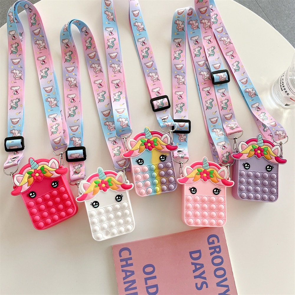 pop it bag Rainbow unicorn bag pop it wallet Messenger Bag Shoulder Bag
