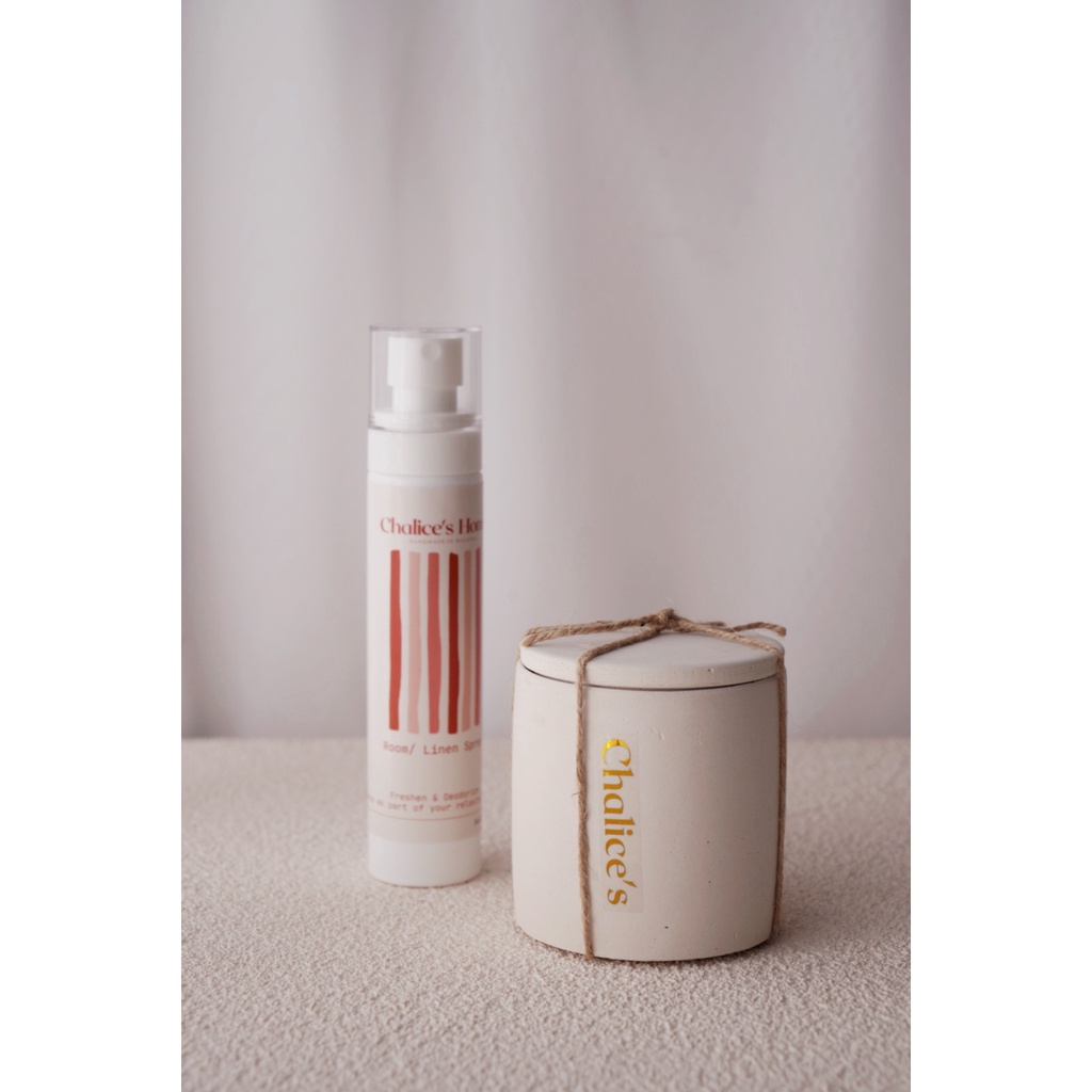 [WHITE TEA] Room/ Linen Spray + Scented Big Candle Set (Free Gift