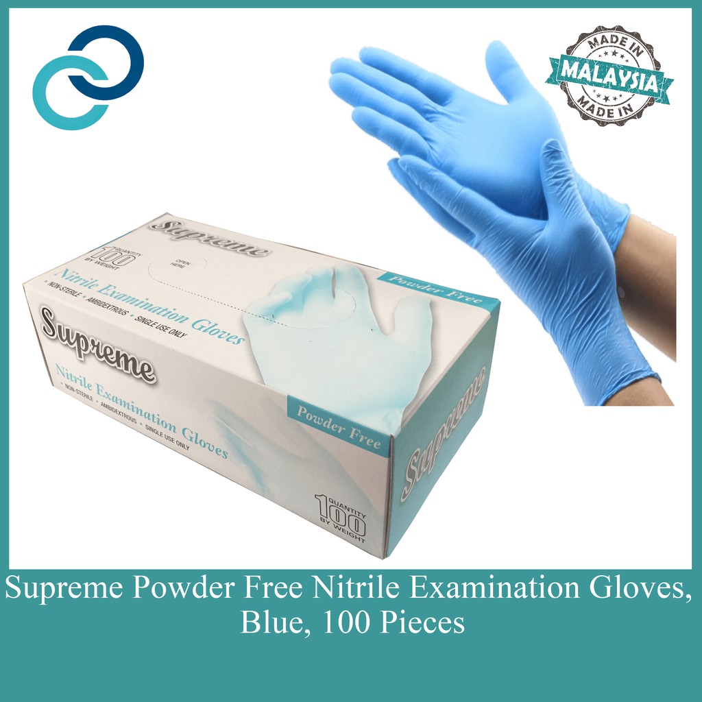 Supreme Powder Free Nitrile Blue Examination Glove 100 pcs Shopee