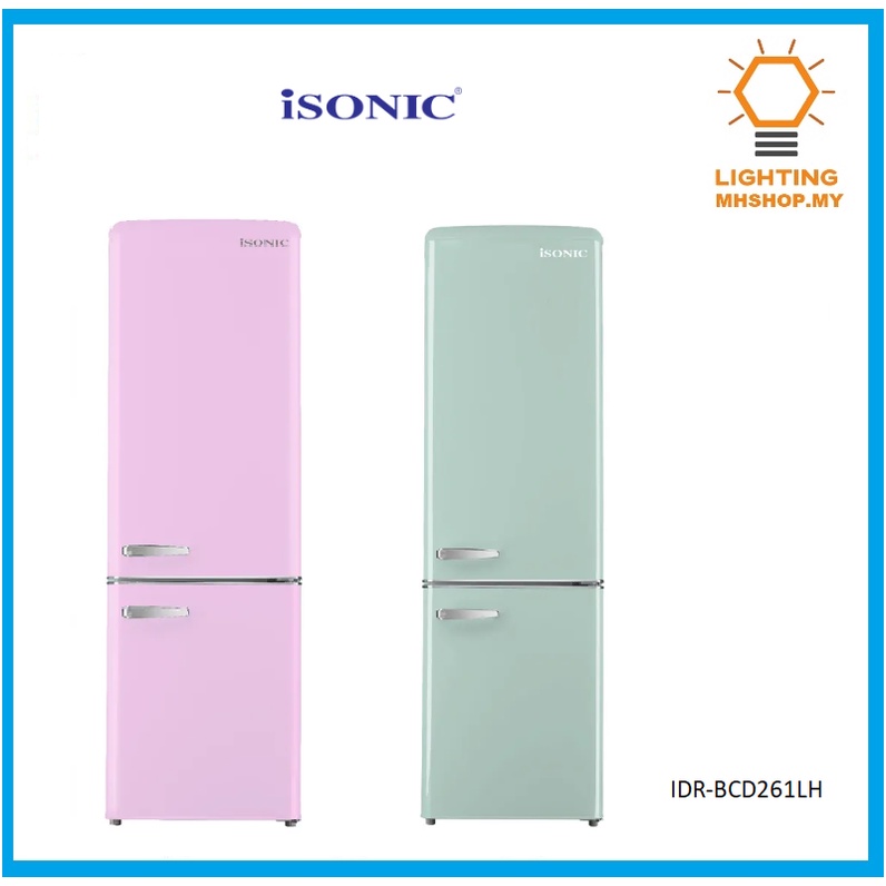 iSONIC DOUBLE DOOR VINTAGE REFRIGERATOR IDRBCD261LH(PINK/LIGHT GREEN
