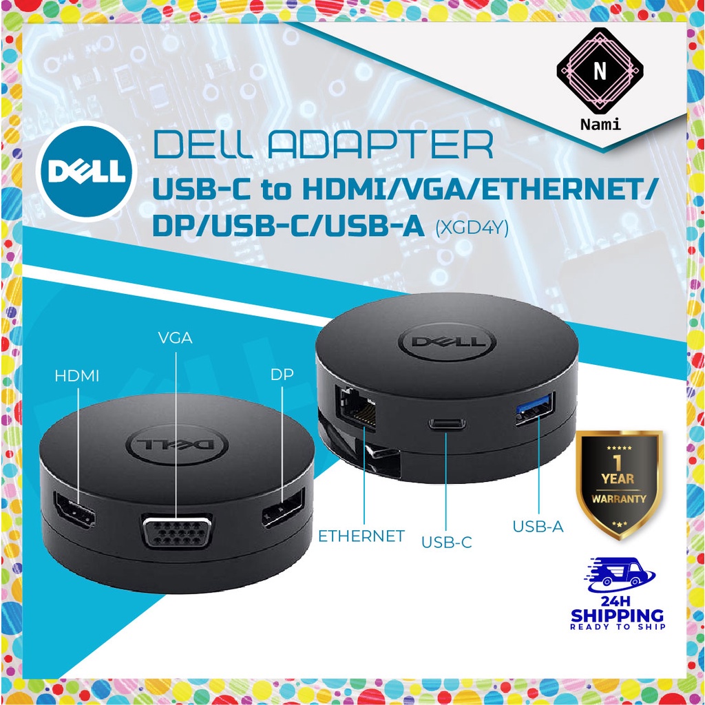 Dell DA300 Mobile Adapter 6 in 1 USB TypeC to HDMI VGA DisplayPort