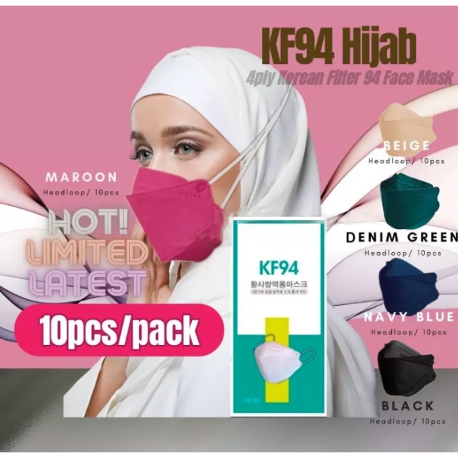 GK KF94 Mask Headloop Mask HIJAB Mask KF94 Headloop Face Mask Head Loop