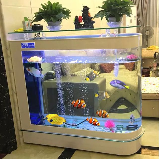 Bullet ecological fish tank aquarium living room glass screen partition
