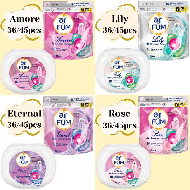 ar Fum 5 in 1 Laundry Capsules (Amore / Lily / Eternal / Rose) 36