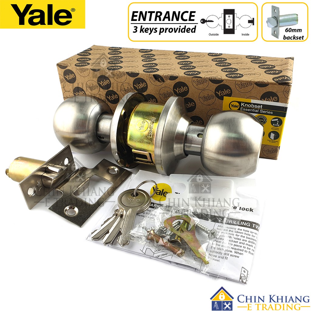 Yale CA4147 Entrance Cylindrical Door Knob Set US32D Satin Stainless