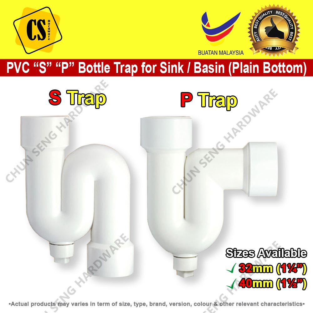 PVC Bottle Trap P Trap and S Trap for Kitchen Sink and Toilet Basin