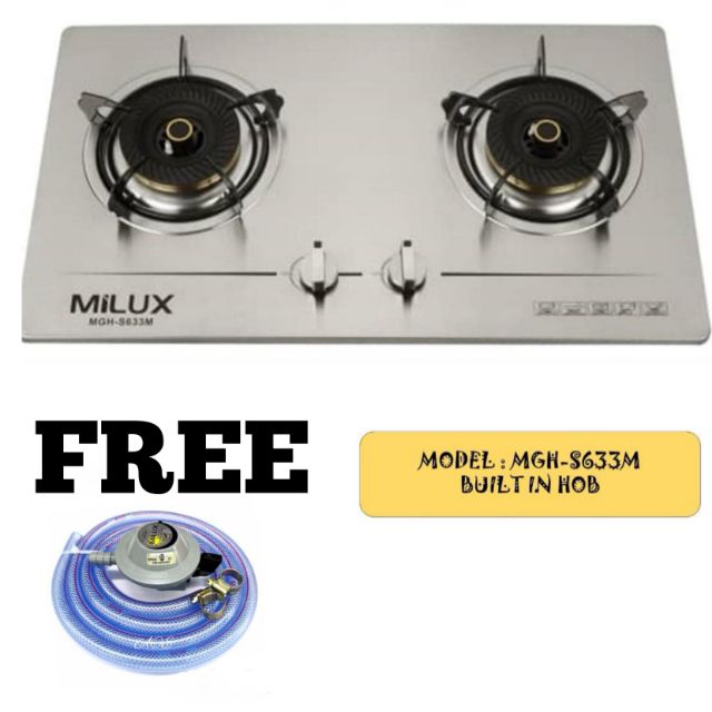 MILUX GAS STOVE BUILTIN HOB MODEL MGH633 STAINLESS STEEL PREMIUM
