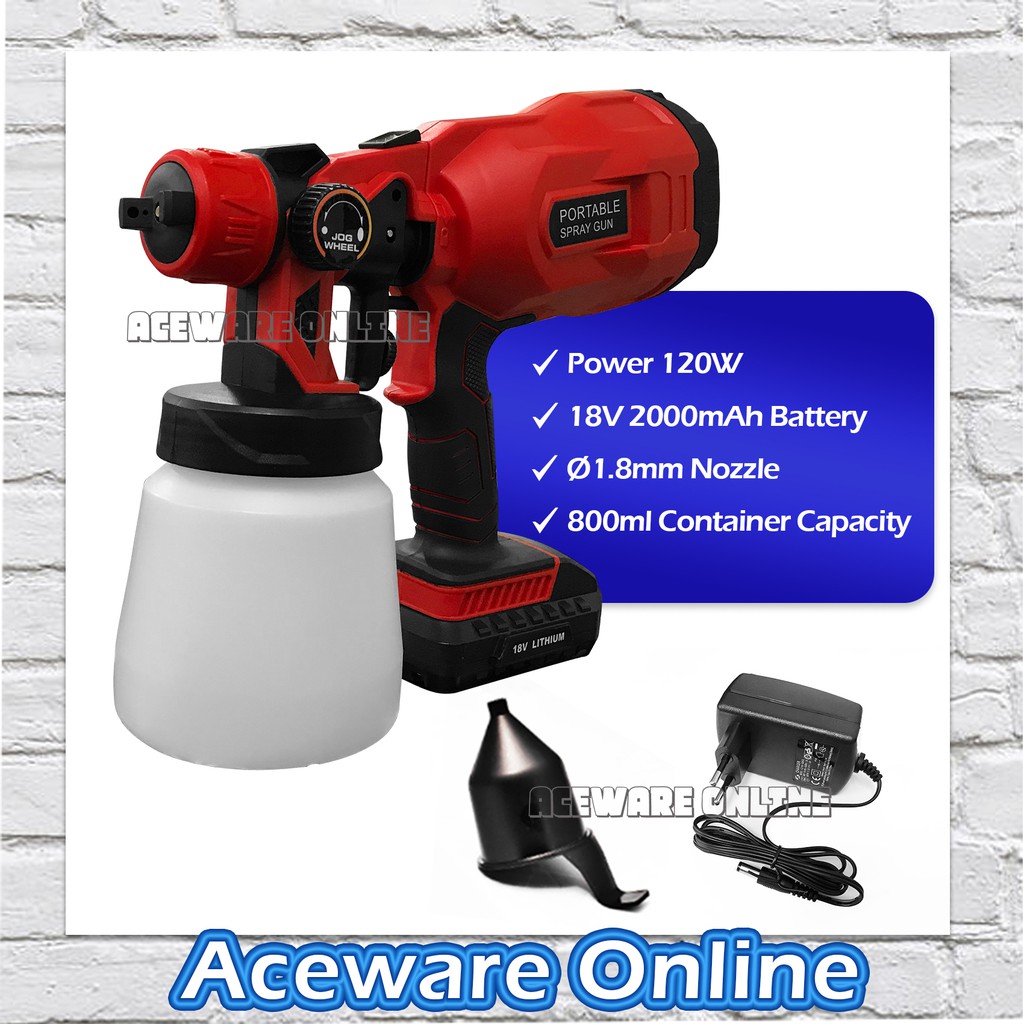 CX33 120W Portable 18V Cordless Spray Gun 1.8MM Nozzle with 800ML