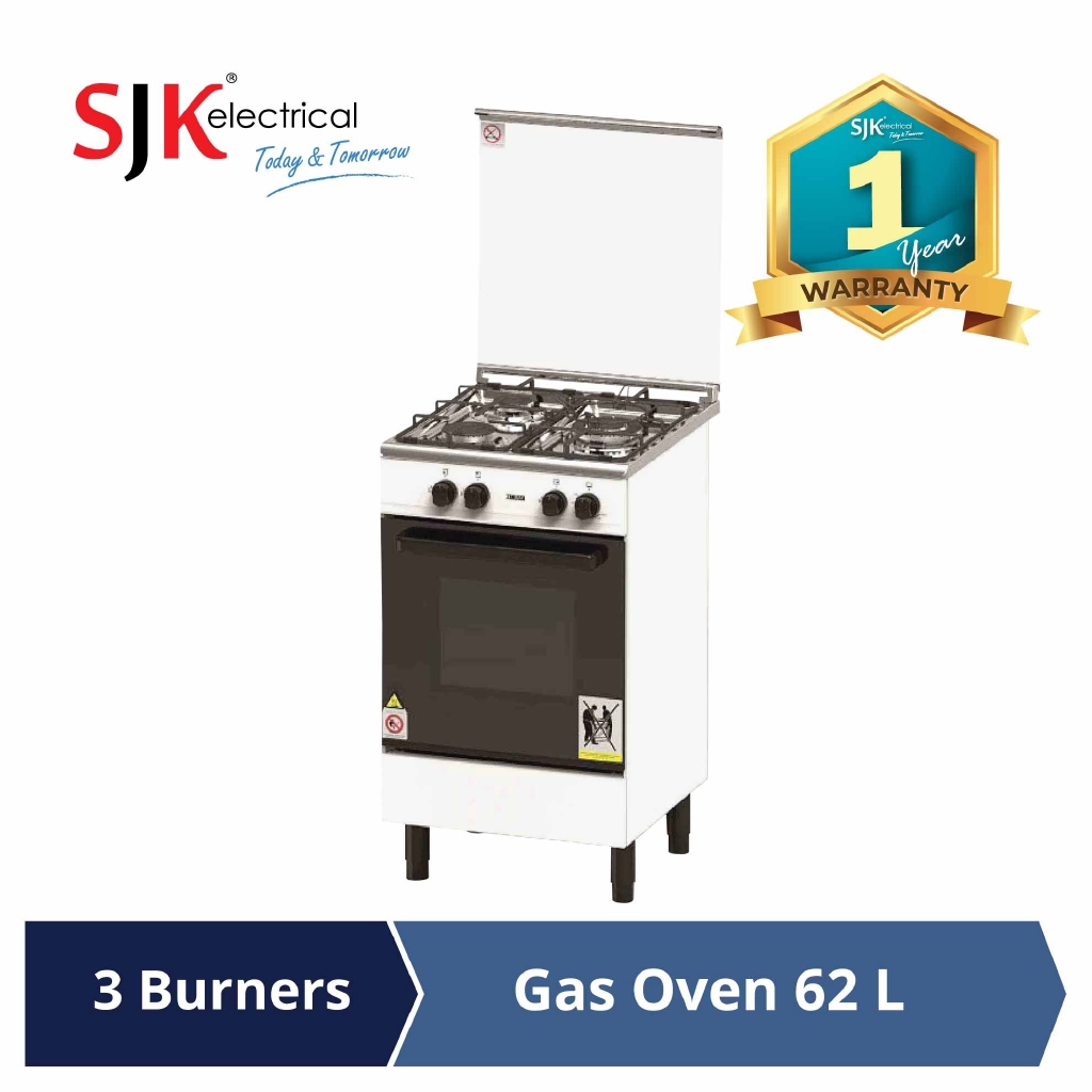 Zanussi Gas Cooker ZCG530W (62L Gas Oven) 3 Gas Burners Shopee Malaysia