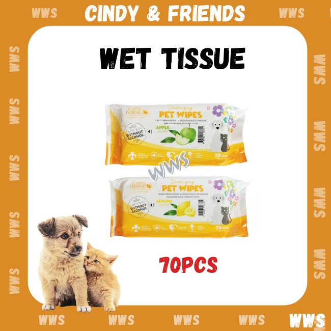 Cindy & Friends Deodorizing Pet Wipes Lemon , Apple ( 18cm x20cm