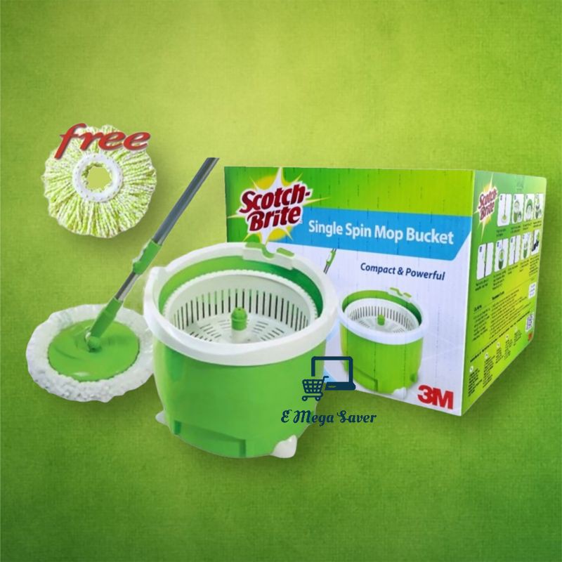 3M ScotchBrite Single Spin Mop Bucket Free Refill Shopee Malaysia