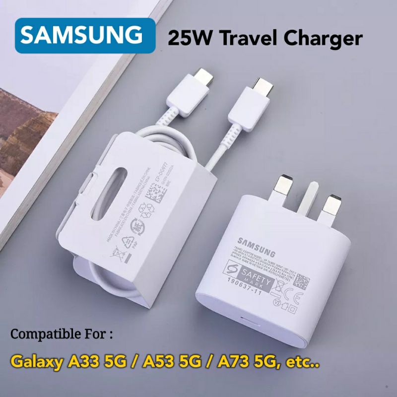 Samsung A33 5G / A53 5G Travel Charger Support 25W Super Fast Charging