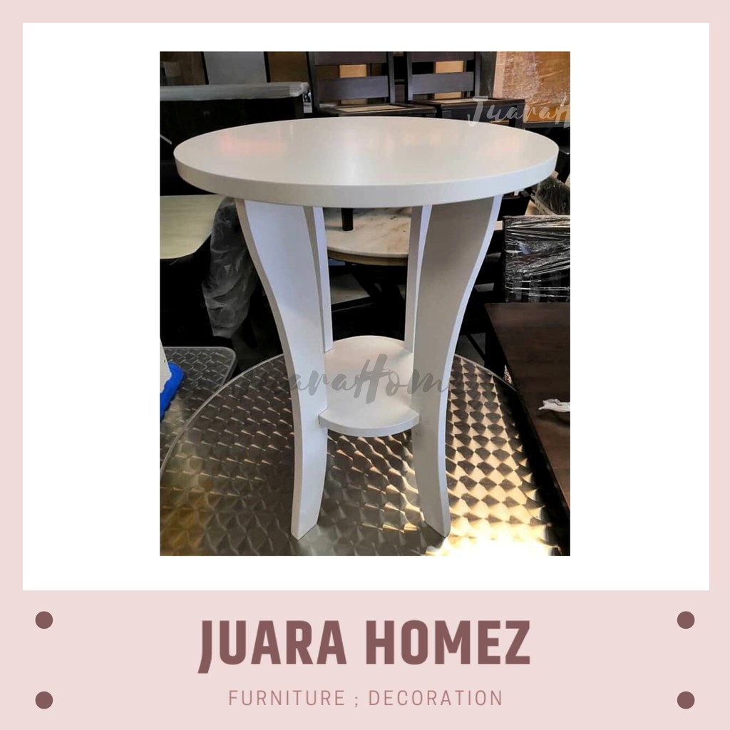 Traditional 2 layers Round Table / Meja Side Table / Small Wooden Side