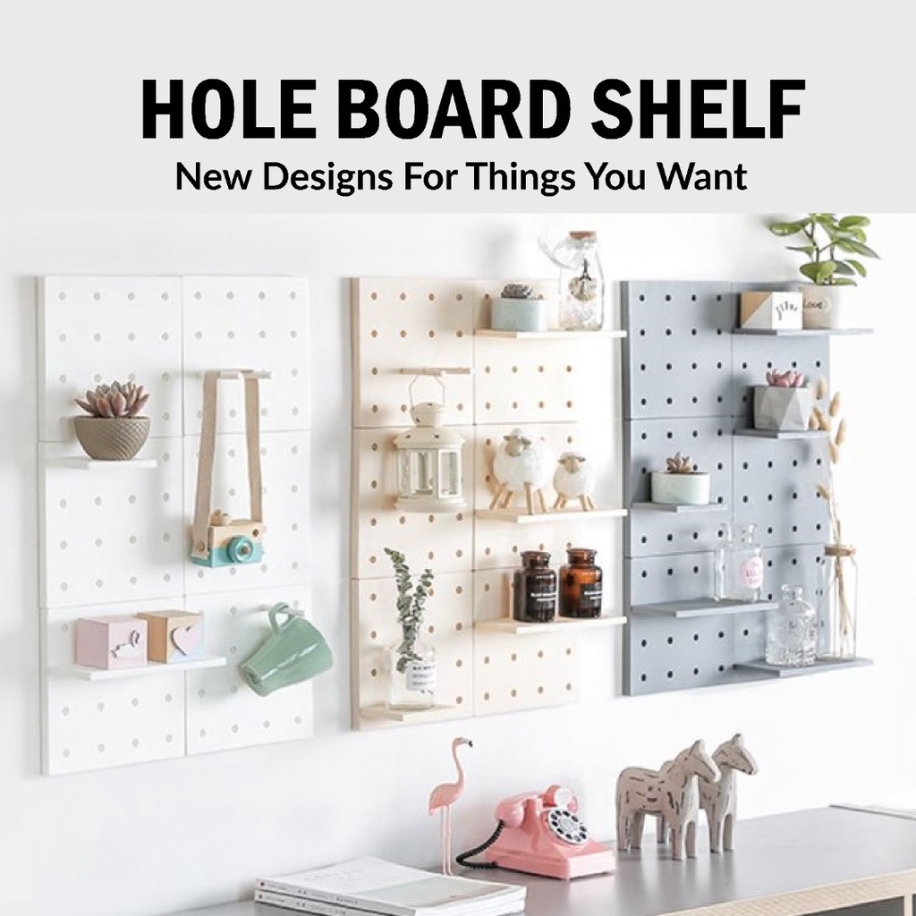Wall Shelf Rack Pegboard Holes Display Wall Decoration Rack Wall Hanger Kitchen Rack Rak Dinding