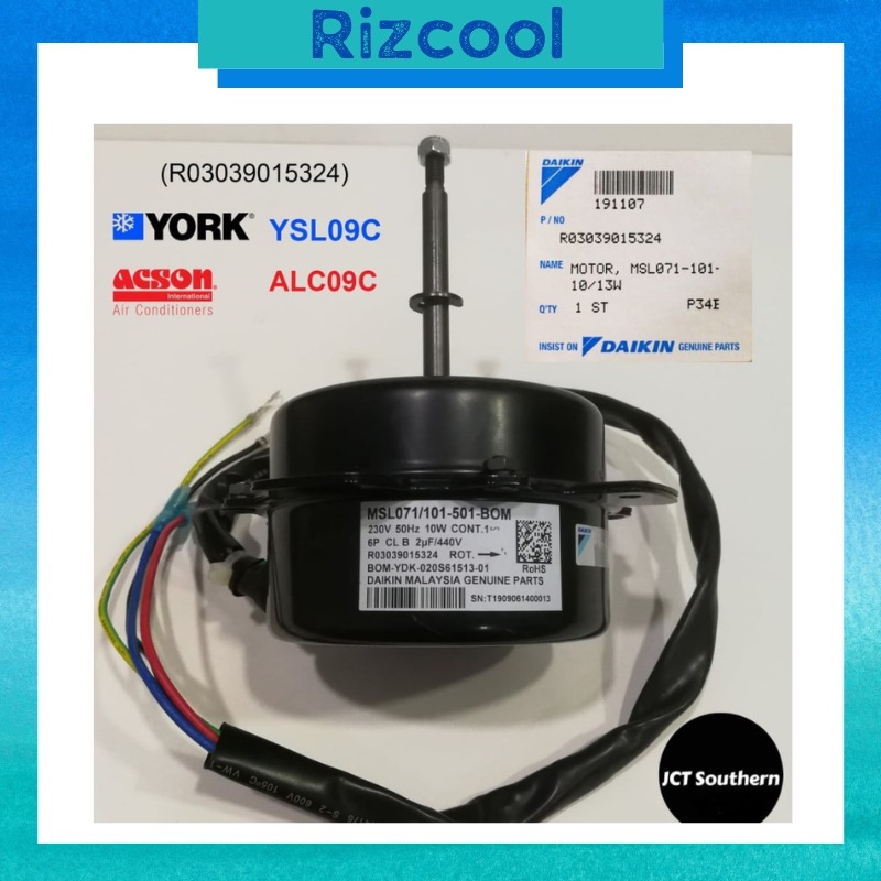 ORIGINAL DAIKIN OUTDOOR FAN MOTOR YSL09C ALS09C (R03039015324) Shopee