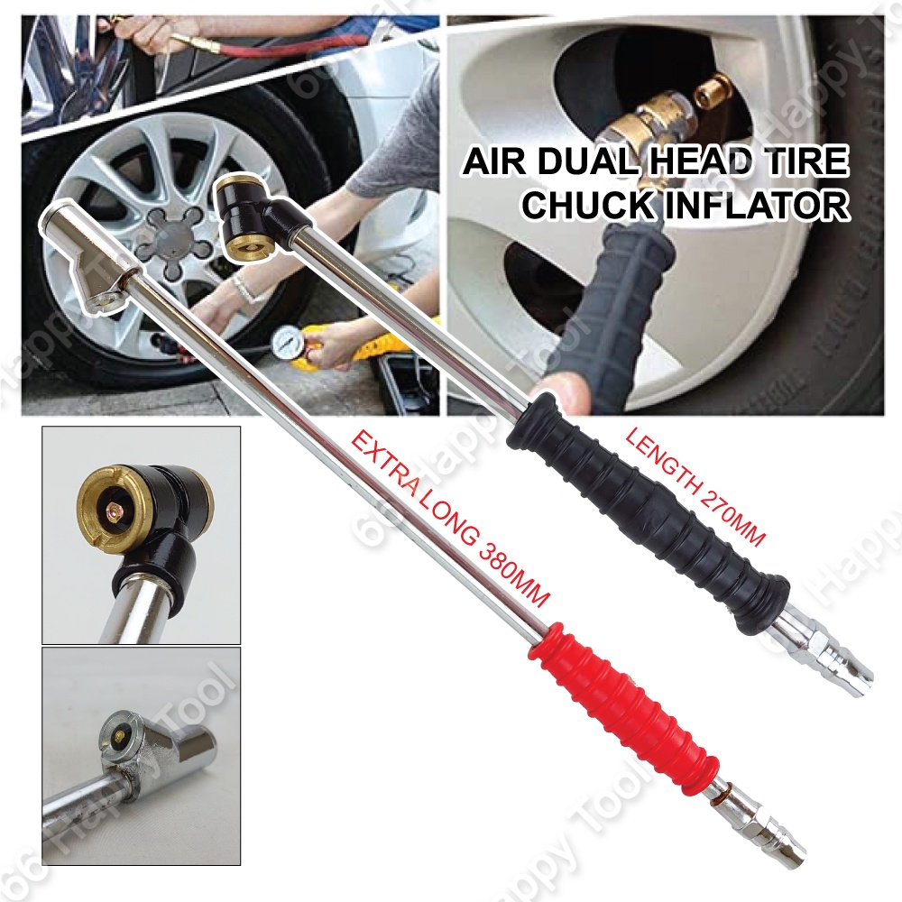 Long Reach 270mm Air Dual Head Tire Chuck Inflator Tire Air Pump Valve