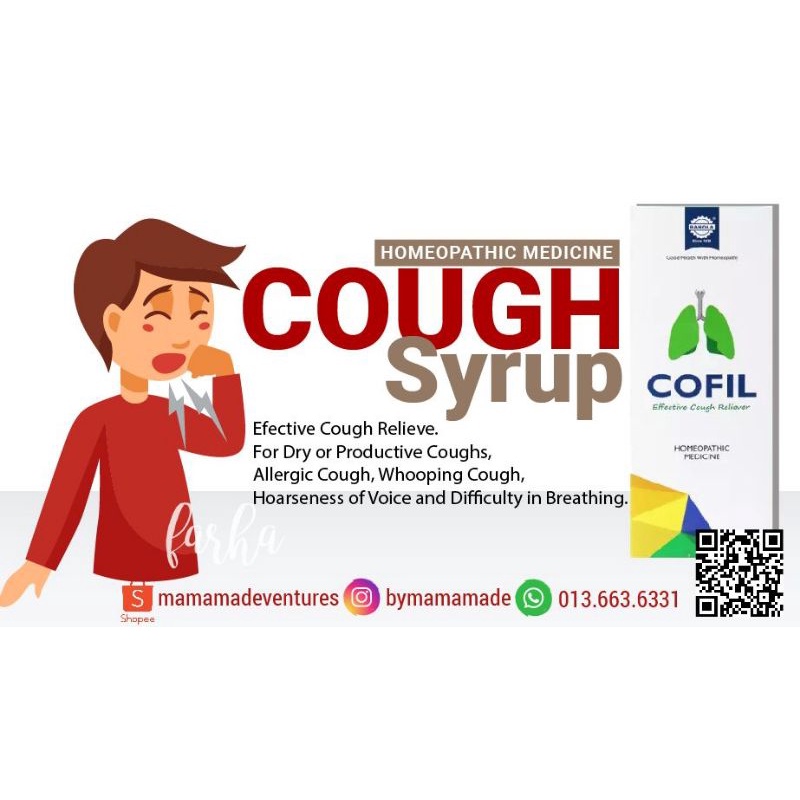 Homeopathic Cough Syrup by Kofeez or Cofil for cough reliever 120ml