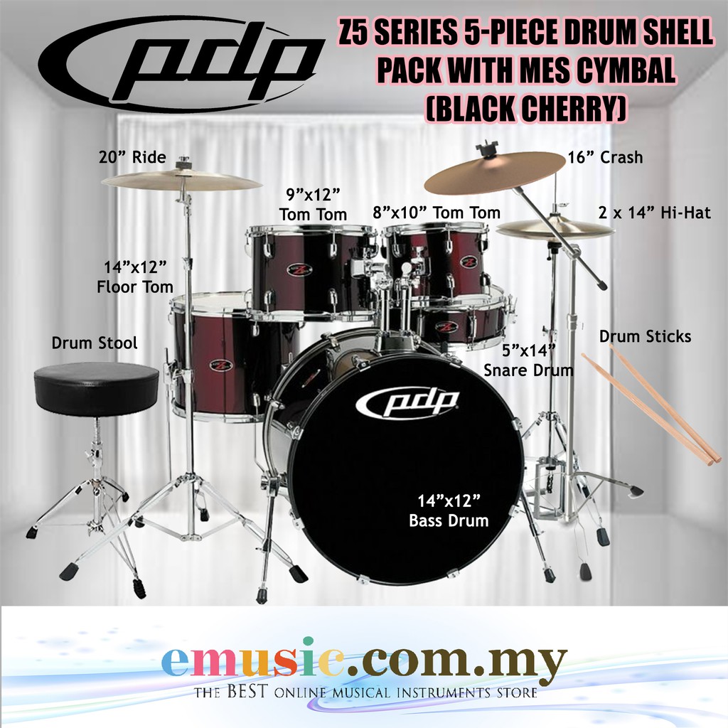 PDP Z5 Series 5piece Drum Shell Pack with MES Cymbal (PDZ522K