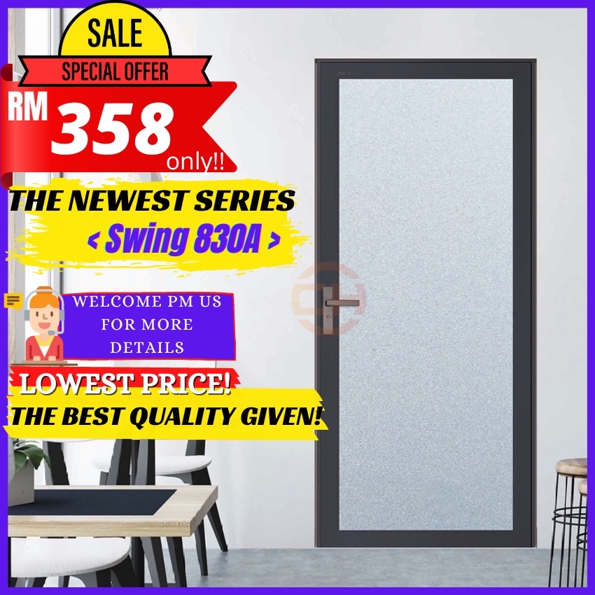 Vitally Swing Door Aluminium Frame 830A Pintu Tandas Custom made Within