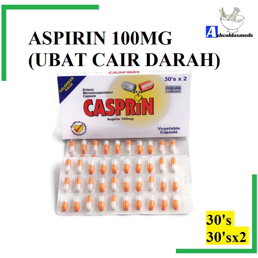 CASPRIN ASPIRIN 100MG VEGE CAPSULES ENTERIC COATED 30S OR 30SX2