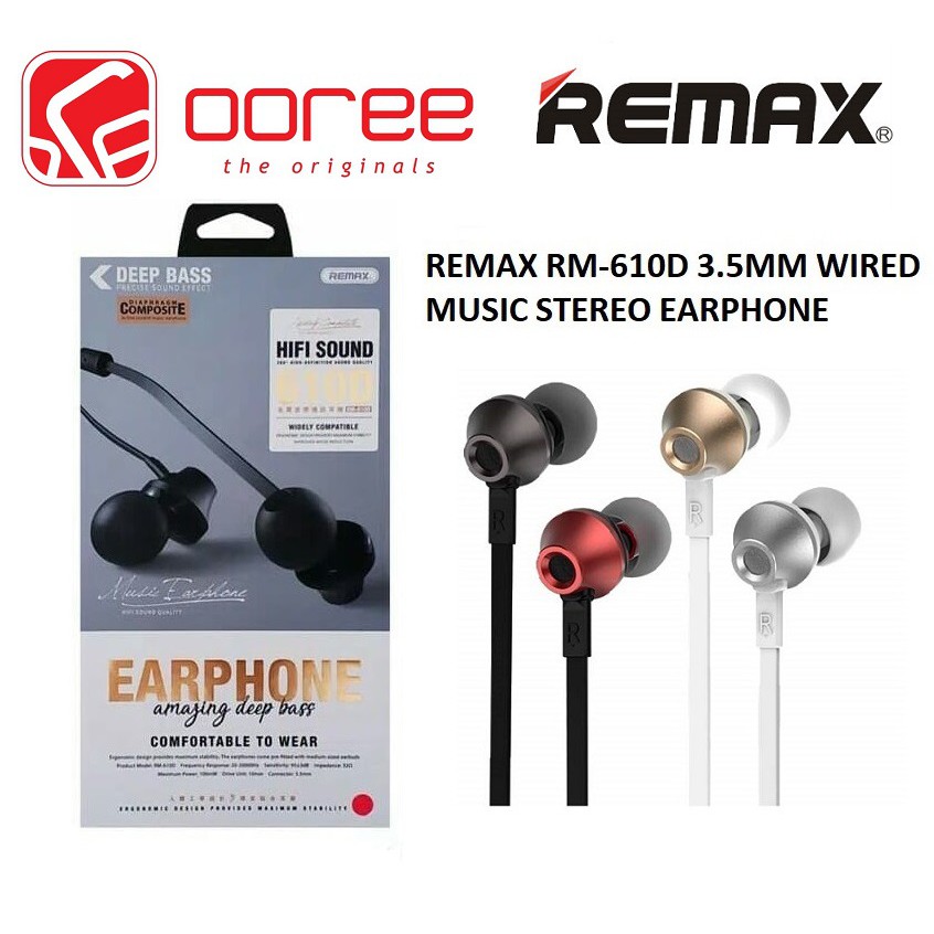 REMAX RM610D 3.5MM WIRED MUSIC STEREO EARPHONE EARSET HEAVY BASS IN