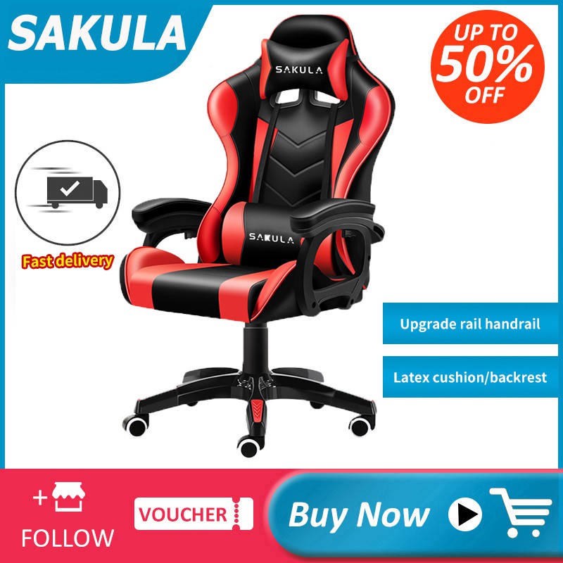 Sakula Gaming Chair Office Chair Adjustable Ergonomic Chair Black Red