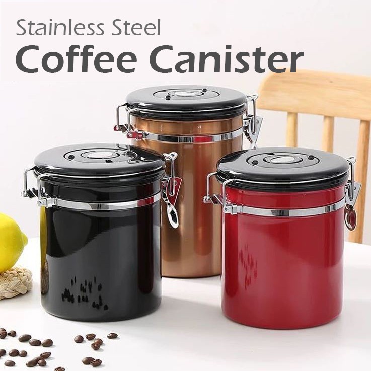 Ready Stock 🇲🇾 Coffee Bean Canister Stainless Steel. Coffee Bean
