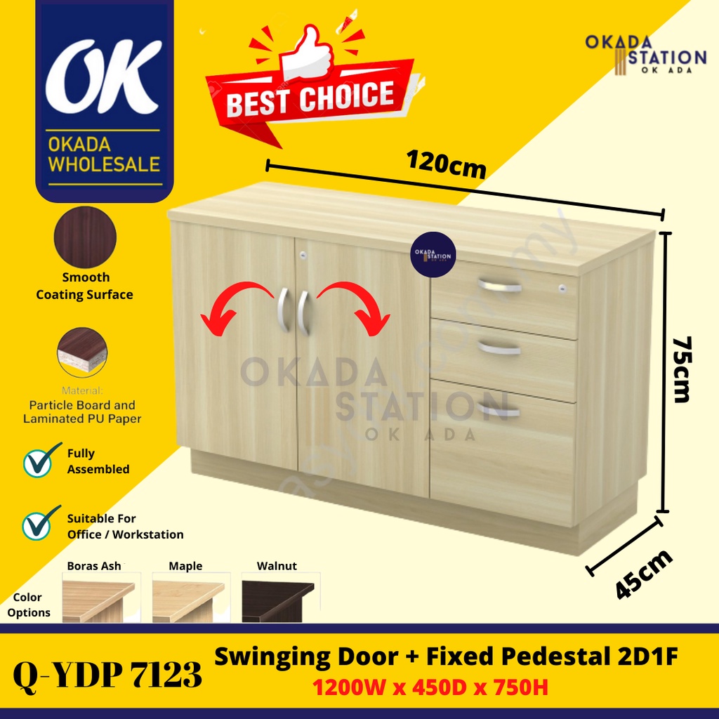 OKADA QYDP7123 Swinging Door & Fixed Pedestal / Drawer / Almari Buku /