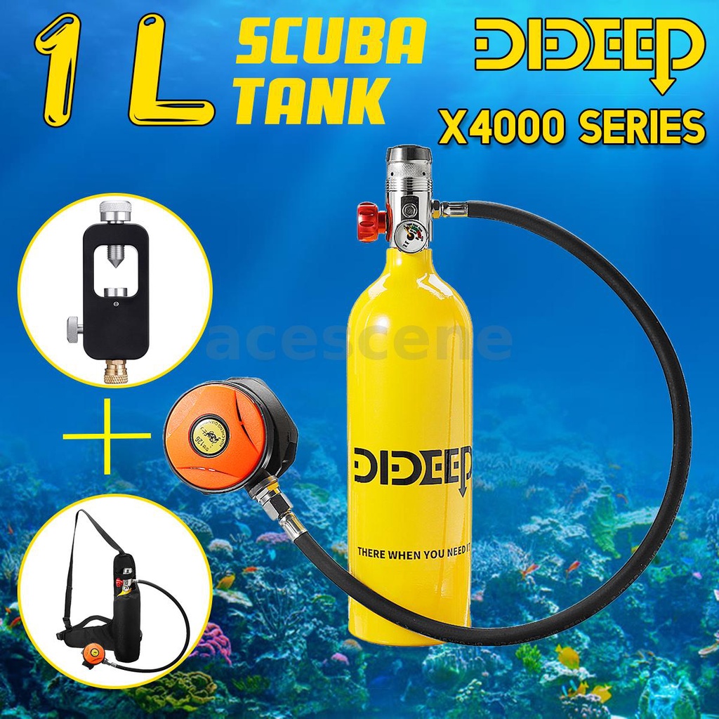 DIDEEP 1L Mini SCUBA Tank Diving Oxygen Reserve Air Hand Pump Dive