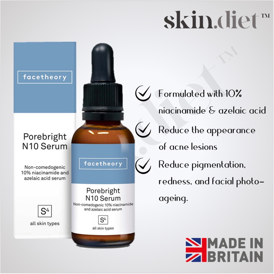 Facetheory Porebright Serum N10 with 10 Niacinamide and Hyaluronic Acid 30ml (SkinDiet) [100